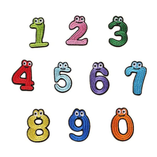 10 Pcs Set Numbers Sew on Embroidered Patches Iron on Patch Iron on Sewing Applique Badge Bag Clothes Fabric Applique DIY for Clothes Dress Hat Jeans DIY Accessories