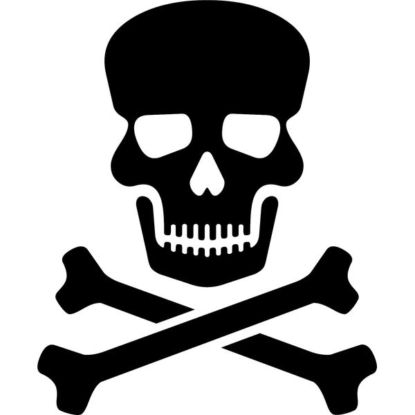 Skull and Crossbones Sticker for Car/Window/Wall (Red Gloss)