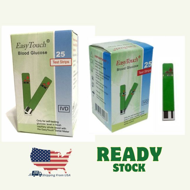 New Original Easy Touch Blood Glucose Level Test Strip - 25 Strips Free Shipping