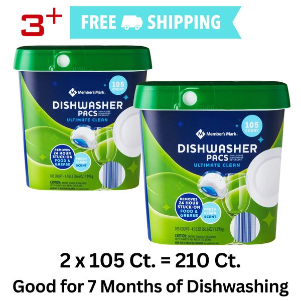Member's Mark Ultimate Clean Automatic Dishwasher Pacs Fresh Clean Scent 210 Ct.