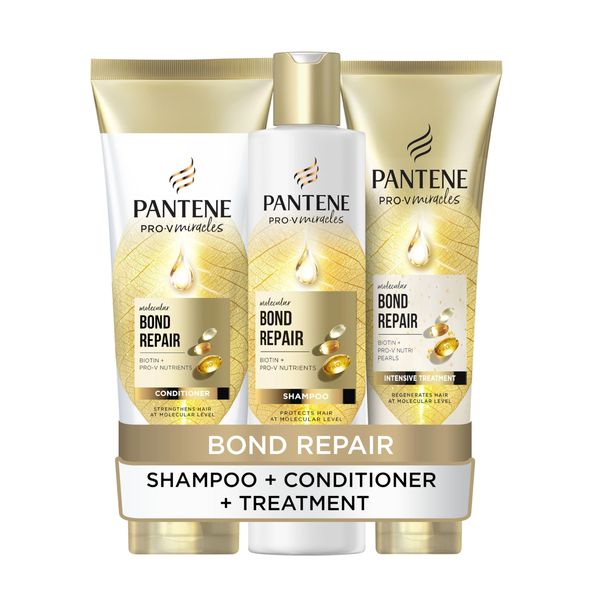 PANTENE Bond Repair Shampoo and Conditioner Set with Deep Conditioning Hair Mask Treatment for Dry Damaged Hair, Hair Care Gift Set with Shampoo 250ml + Conditioner 160ml + Treatment 150ml Products