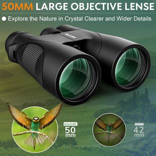 occer 12x50 Bird Watching Binoculars for Adults - HD High Powered Binoculars with Clear Vision - Easy Focus Binoculars with Long Range for Hunting Hiking Travel Cruise Trip Concert Stargazing