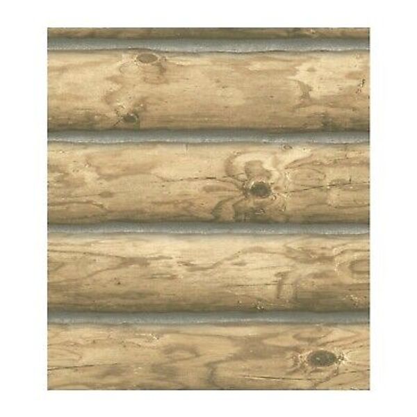 Lake Forest Lodge Rustic 3D Mountain LOGS Wallpaper CH7977 Prepasted Double Roll