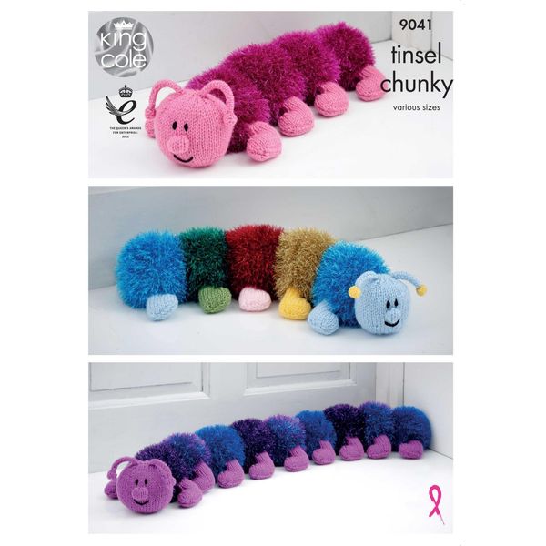 King Cole Caterpillar Toy Doorstop Draught Excluder Knitting Pattern 9041 Chunky