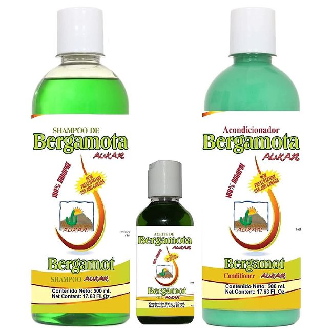 Bergamot Shampoo / Conditioner & Bergamot Oil 100% Natural Hair Regrowth 3 Pack