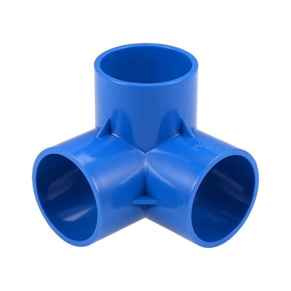 sourcing map 3-Way Elbow PVC Fitting, 50mm Socket, Tee Corner Fittings Blue 4Pcs