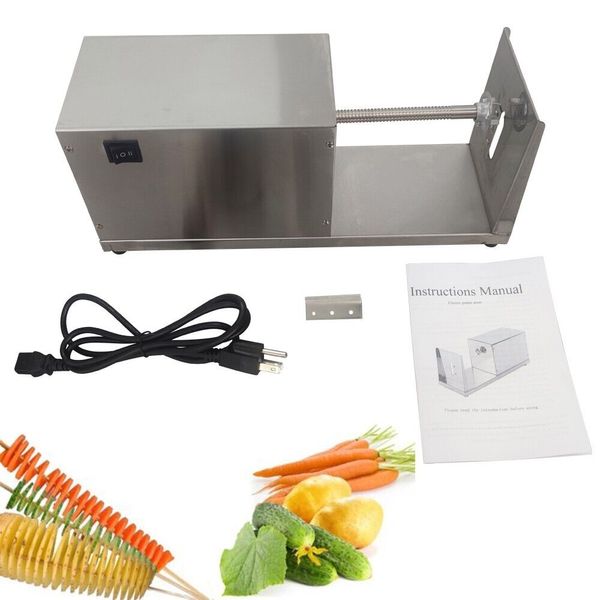 110V Stainless Steel Electric Potato Tower Machine Auto Stretch Potato Slicer