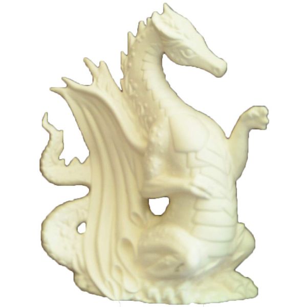 Fire Dragon 9" x 7" Ceramic Bisque, Ready to Paint