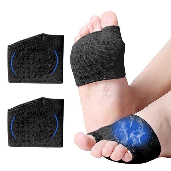 Garegce Metatarsal Pads for Women and Men, Ball of Foot Cushion Pads for Pain Relief, Soft Sweat Pads for Forefoot (Black, Small)