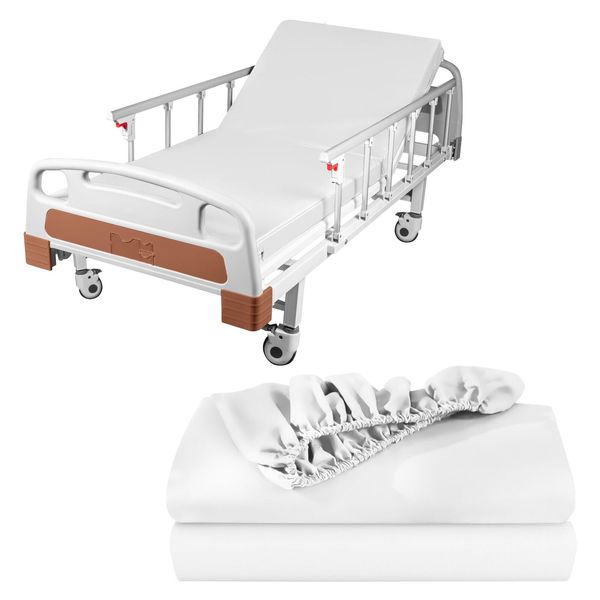 Linteum Textile 2 Pack White 42"x84"x14" Fitted Bariatric Hospital Bed Sheets...