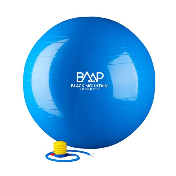 Black Mountain Products Static Strength Exercise Stability Ball with Pump, 2000 lb/65cm, Blue