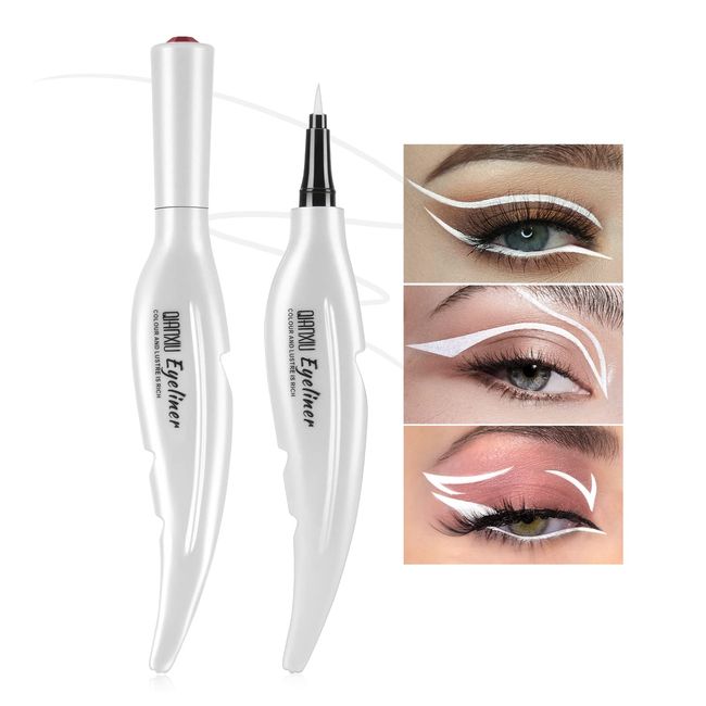 Beteligir Matte Liquid Eyeliner, White Eyeliner Pencil Waterproof Eye Liner Long Lasting Eye Brighten, Color Gel Eyeliner, Professional Highlighter White Liquid Eyeliner (White) (White)