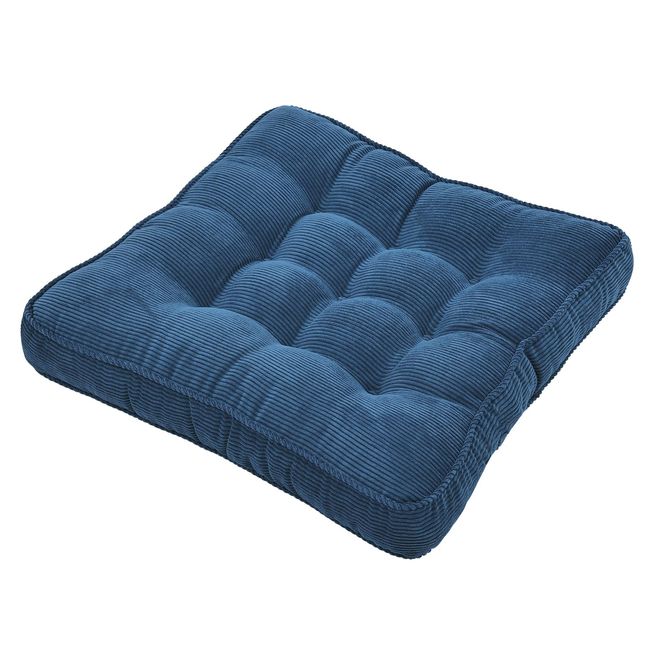 Baibu Home Cushion Thick Large 19.7 inches (50 cm) Square Corduroy Comfortable Seat Cushion Floor Cushion Coal Tian Solid Color Seat Cushion Navy