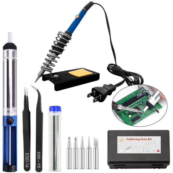 Yoohe 14-in-1 Soldering Iron Set, Temperature Adjustable (392 - 842°F) (200 - 450°C), For Electronic Work, Electric DIY, Bases, Automobiles, Bicycles, 60W/110V, Safety Guaranteed, More Functions, Storage Case Included, Conveniently Portable