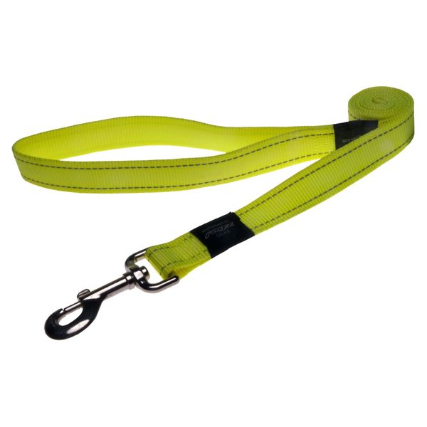 Reflective Dog Leash for Large Dogs, 3/4" wide, 6' long, Yellow