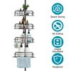 4 Shelves Rustproof Corner Shower Tension Pole Rack Shampoo Storage Organizer