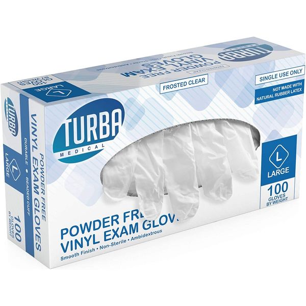 Turba Medical 01-100-30 Vinyl Exam Glove Large (Box of 100)