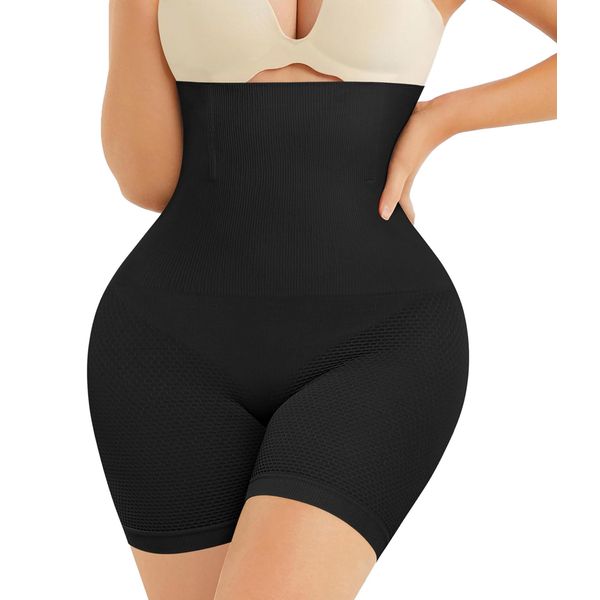 Nebility Women Waist Trainer Shapewear Tummy Control Body Shaper Shorts Hi-Waist Butt Lifter Thigh Slimmer (M/L, Black)…