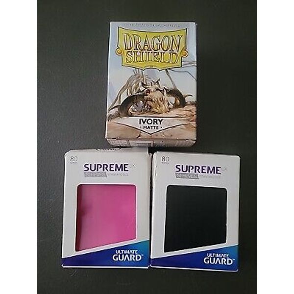 Ultimate Guard Supreme UX Card Sleeves (150 Plus ), Pink, Black, Ivory, 3 Packs