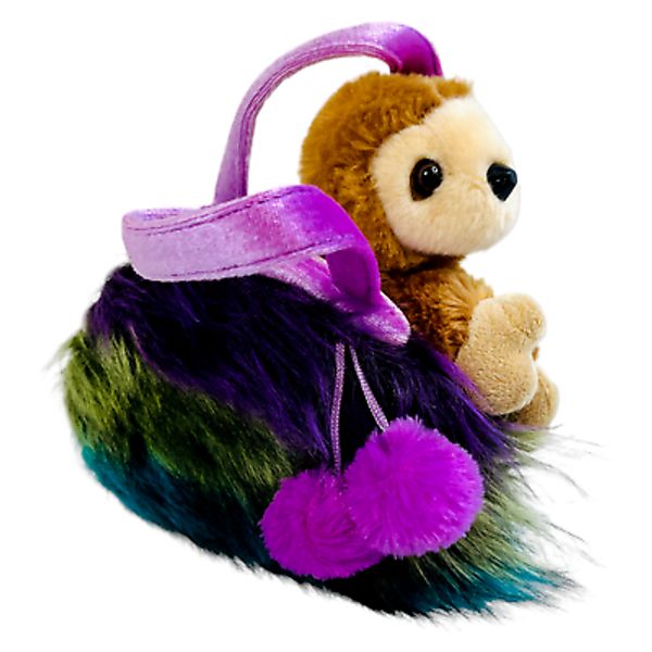 Aurora Fancy Pals Sloth Furries Moonrise Pet Carrier Bag Plush Pom Poms Soft 7"