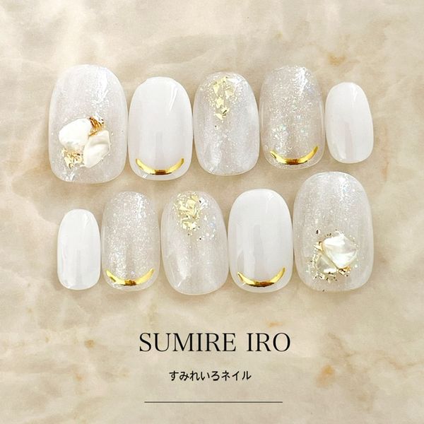 Nail tip false nails bridal nails cute short long design summer nails nail present short nails small nails large nails berry short chibi nails adult nails false nails office nails simple<br> [1777] White marble shell