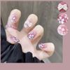 Set of 24 Nail Tips, Japanese Pattern with Ribbon, Girly Nail