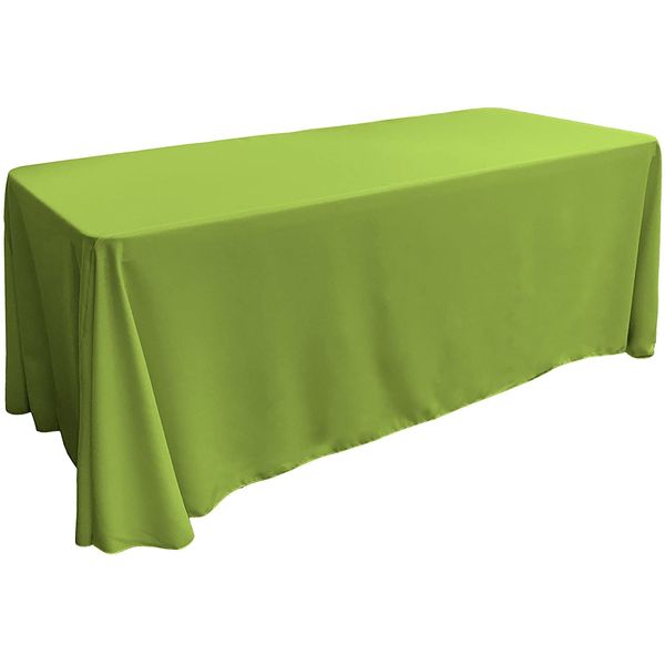 LA Linen Polyester Poplin Washable Rectangular Tablecloth, Stain and Wrinkle Resistant Table Cover 90x132, Fabric Table Cloth for Dinning, Kitchen, Party, Holiday 90 by 132-Inch, Lime