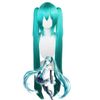 Double Ponytail Hatsune Miku Wig Anime Party Long Straight Wigs for Girl Lovely Synthetic Hatsune Miku Cosplay Wigs Lake Blue 100 cm/39 in
