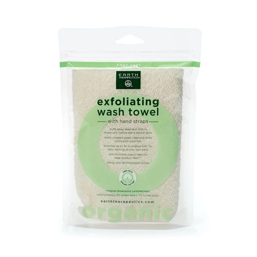 Earth Therapeutics Organic Cotton Exfoliating Wash Towel with Straps