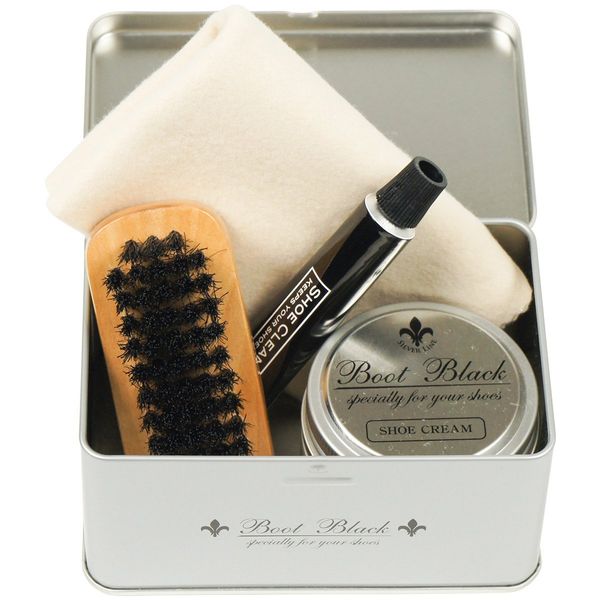 Columbus Boot Black Silver Line Mojito Set Shoe Polish Set Cleaner Brush Cream Cloth, mojito set