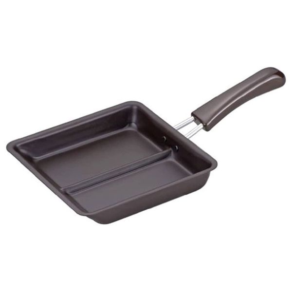 Shimomura Planning 31370 Frying Pan, Divider, Cooking 2 Items Simultaneously, Double Grilled, Made in Japan, Convenient for Bento Box, Time-saving, Iron, Gas Fire, IH Compatible, Egg Fry