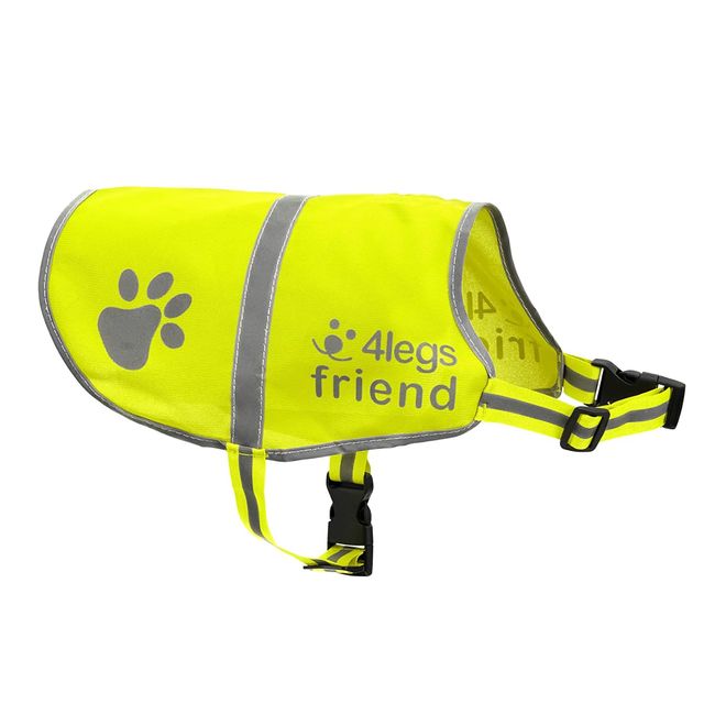 Yellow Dog Safety Reflective Lightweight Vest with Leash Hole 5 Sizes - Snap Lock Buckle Straps, High Visibility for Outdoor Activity Day and Night, Keep Your Dog Safe from Cars & Hunting Accidents