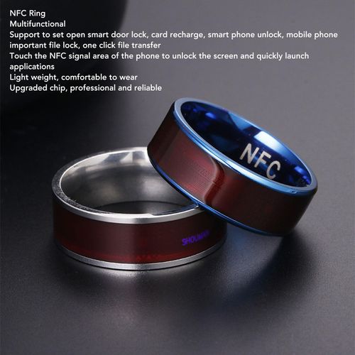 Asixxsix Smart NFC Ring, Steel Material, for Door Locks, File Transfer, NFC Devices, Ideal Gift for Men, All Round Sensing Technology Wearable Smart Ring for Mobile Phones (9)