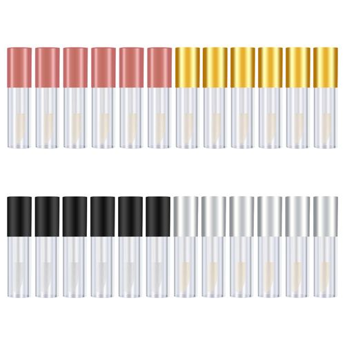 Honbay 24PCS 1.2ml Mini Reusable Clear Empty Lip Gloss Containers Travel Empty Lip Gloss Bottle Tube Vials for Women Girls DIY Makeup Lipstick Samples, Lip Balms - 4 Colors