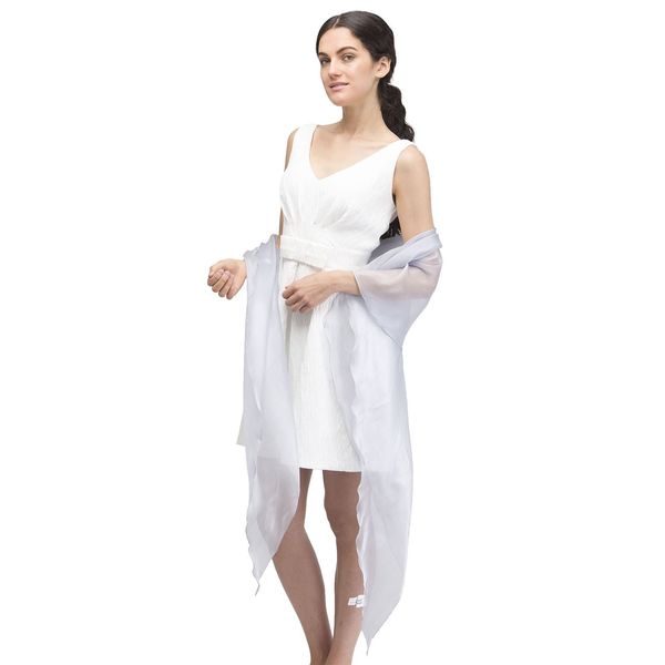 Basic Sense Sheer Shimmer Iridescent Shawl Wrap (100 x 21.5), Light Silver