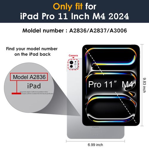 DTTO for iPad Pro 11 Inch Case M4 2024, Yellowing Resistant, Supports Pencil Pro Charge, Ultra-Thin Transparent Case with Hard PC Back for iPad Pro 11" 2024, Clear