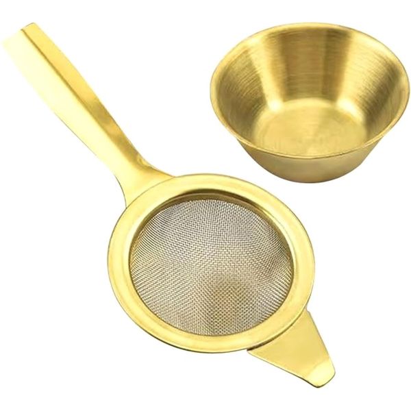 Tea Strainer Single Handle Stainless Steel, Gold Colour