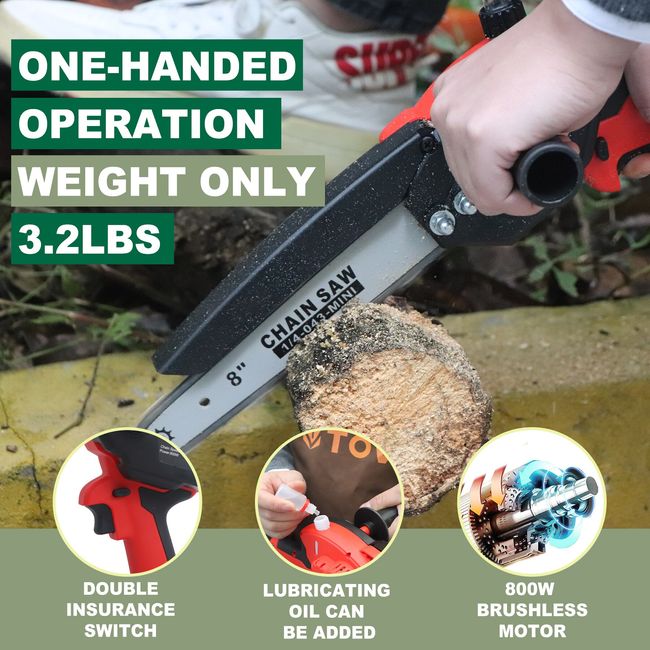Mini Chainsaw 4-Inch Cordless Electric Portable Chainsaw with Brushless Motor