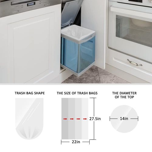 Teivio 8 Gallon 220 Counts Strong Medium Trash Bags Garbage Bags, Bathroom Trash Can Bin Liners, Plastic Bags for home office kitchen, Clear
