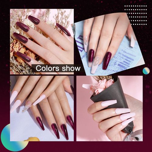 RSTYLE Smalto Semipermante Per Unghie Gel Unghie UV LED Viola Rosa Glitter Kit Manicure Smalti per Unghie Nail Polish 2 * 15ML