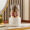 Bingobang Makeup Organiser Brush Holder 360 Rotating with Dustproof Lid, Spinning Cosmetic Organizer Acrylic, Storage for Lipstick, Lip Gloss, Eyeliner, Bedroom, Bathroom (White)