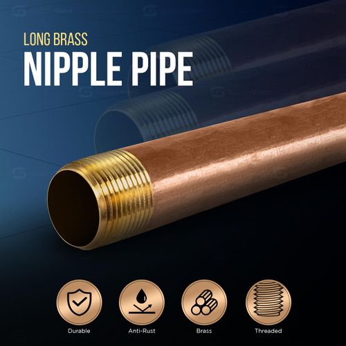 Supply Giant 11 inch Long Brass Nipple Pipe Fitting with 1/4" Nominal Diameter and NPT Ends