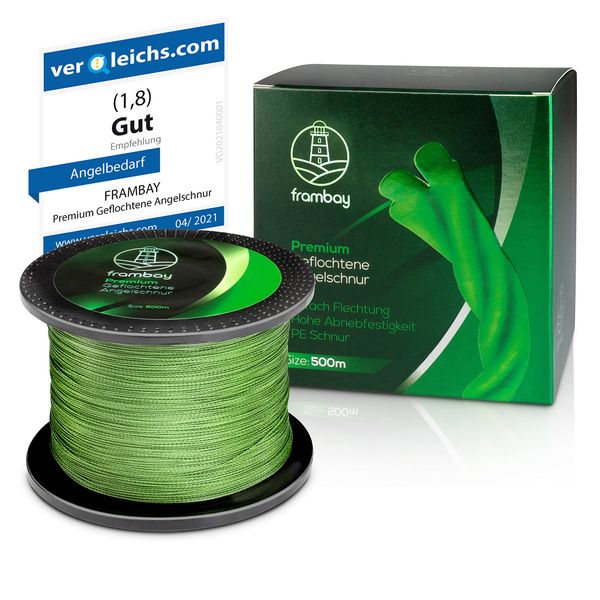 Frambay Geflochtene Angelschnur mit starker 4-Fach Flechtung I Angelschnur geflochten und flexibel I Fishing Line, Angelsehne, Angel Schnur - 150m (0,14mm)