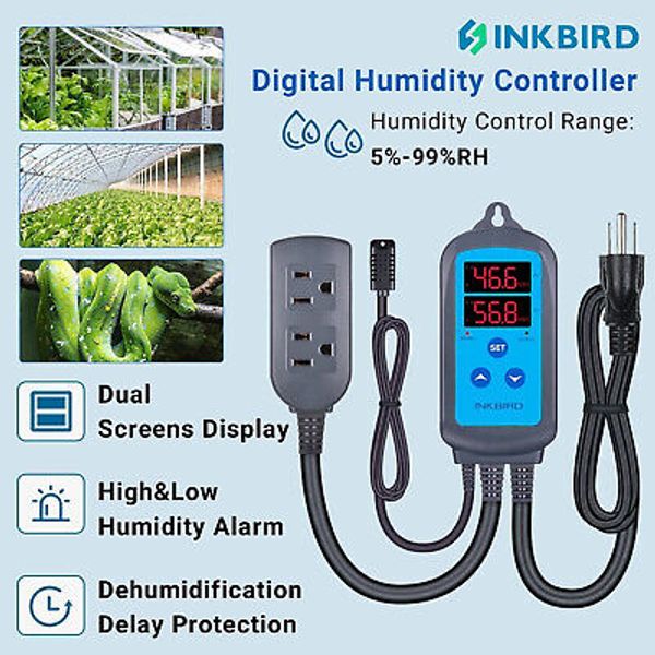 Inkbird Humidity Controller Wired Thermostat Murshroom Hydroponics Grow 110V C/F