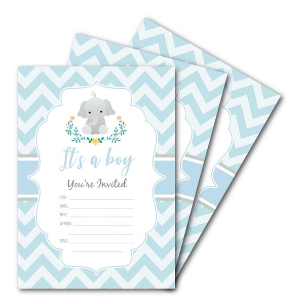 25"It's a Boy" Baby Shower Party Invitations, Blue 5x7 Card Print with Envelopes