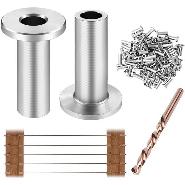 CKE 80 Pack T316 Stainless Steel Protector Sleeves for 1/8" Wire Rope Cable Railing, Marine Grade Protective Sleeves Deck Cable Railing Kit for Wood Posts DIY Balustrade, Come with Free Drill Bit CR01