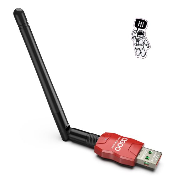 Class 1 Long Range Bluetooth Adapter for PC, QGOO USB Bluetooth Adapter for PC 5.3+EDR, Bluetooth Dongle Bluetooth Receiver Support Windows10/8.1/8/7（red-180）
