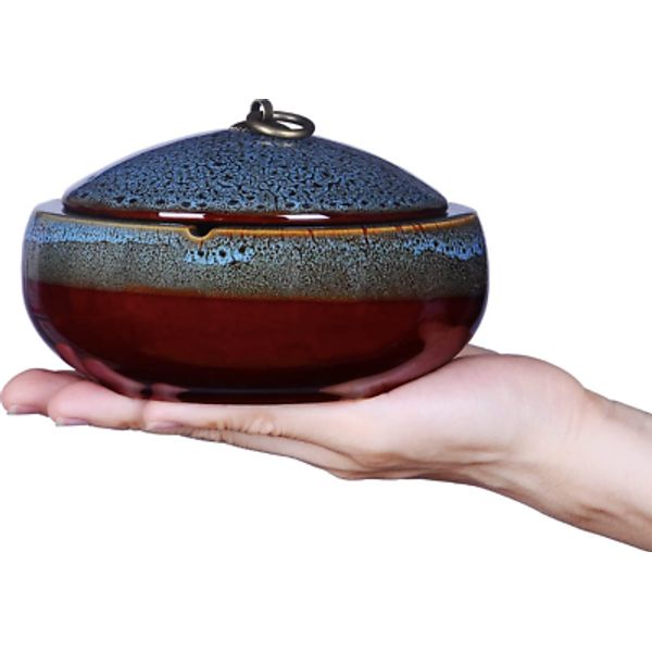 Mini Lid Ashtray Pot Jar Quality Ceramic Outdoor Table Smoker Cigarette Home NEW