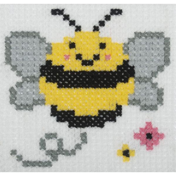 Trimits Children Learn to Cross Stitch Kits Counted Cross Stitch, Canvas Needle Thread Instructions Included, 15 x 15cm (6 x 6in), Bee