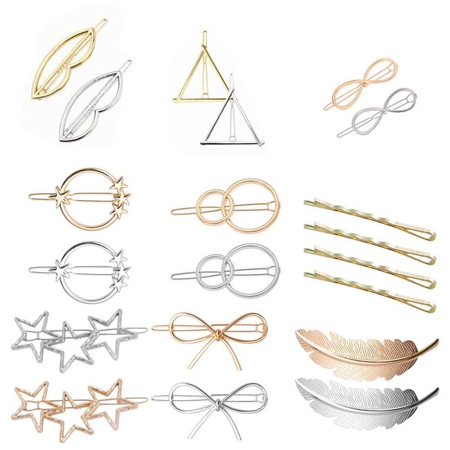 20 x geometrische Haarspangen aus Metall, Haar-Accessoires für Frauen, Haarschleifen, Haar-Accessoires, Mode und elegant, für Hochzeit, Abschlussball